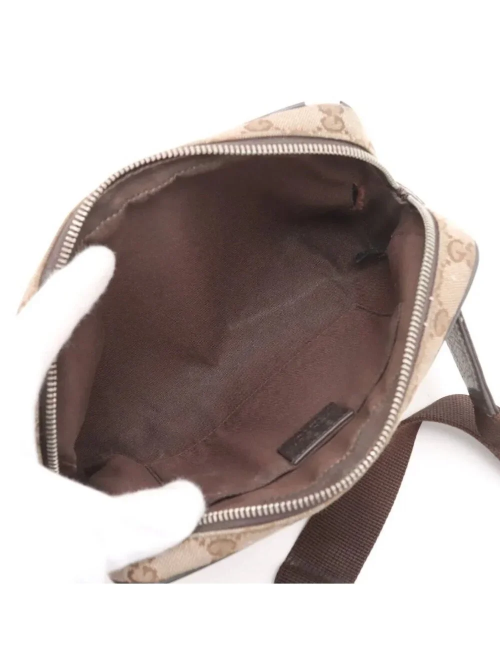 Gucci GG Canvas Leather 2-Way Belt Bag Crossbody Waist Pouch Shoulder Brown